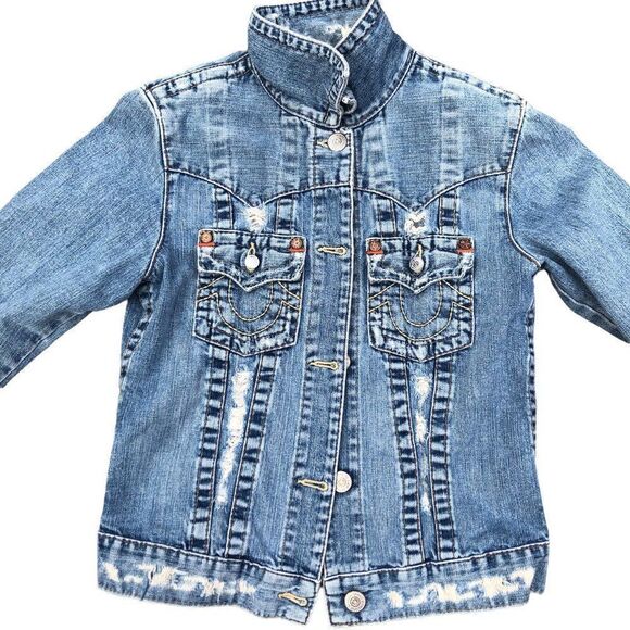 VINTAGE True Religion Jean Jacket JOEY Medium Blue - Picture 5 of 11